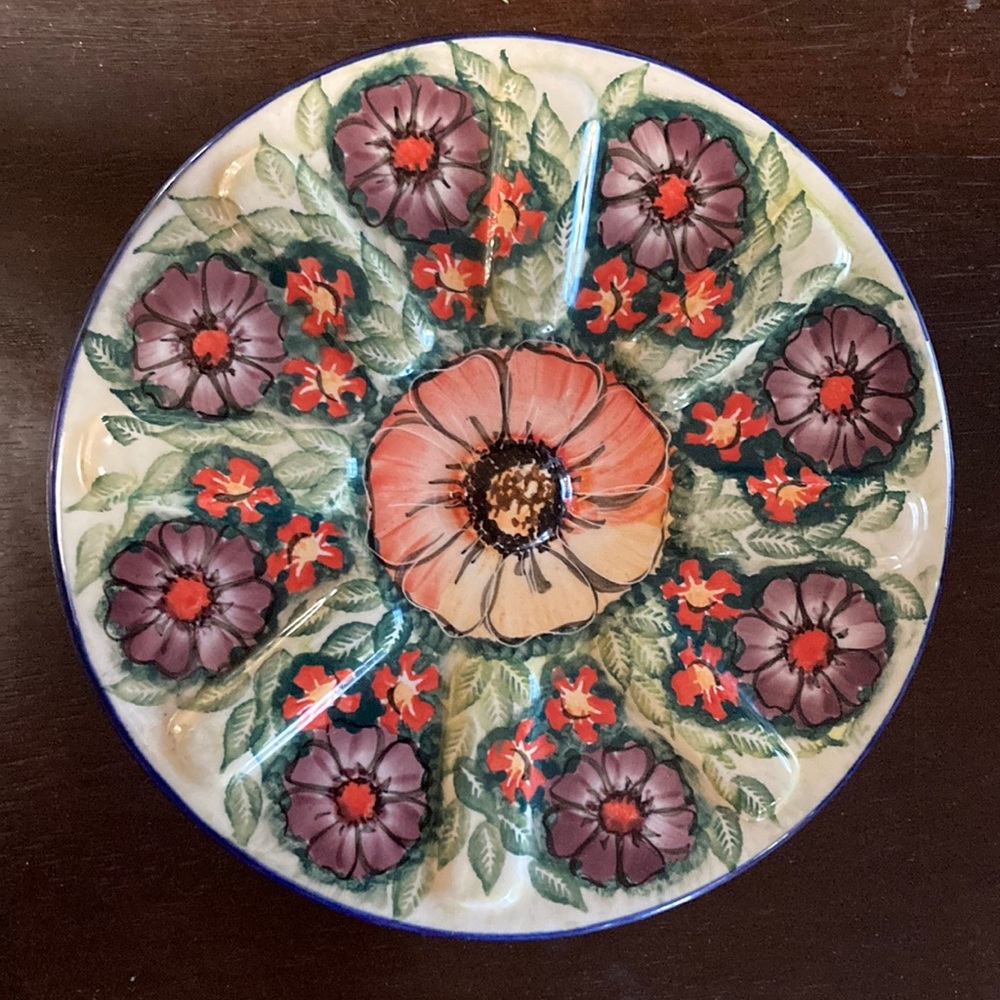 Cer-Raf Boleslawiec Polish Pottery Multi Floral Ceramic Trivet